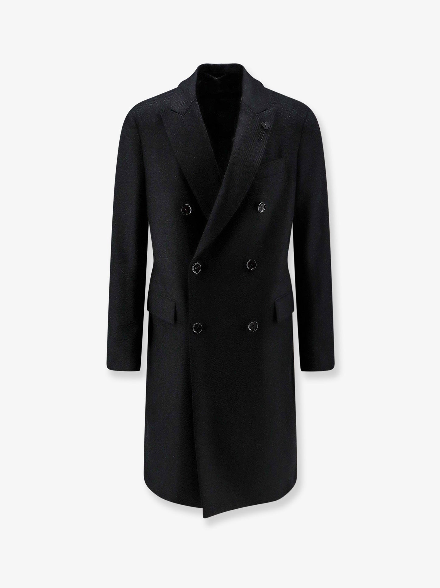 Double-breasted herringbone coat