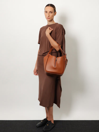 Hammock Flip leather handbag with front lettering logo thumbnail