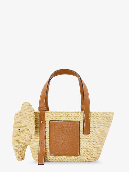 Elephan rafia and leather handbag thumbnail