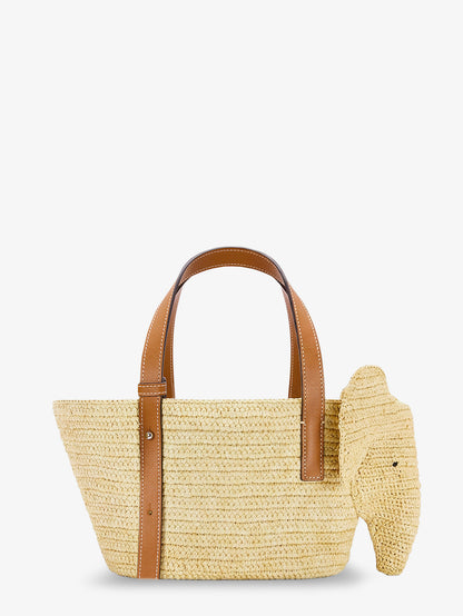 Elephan rafia and leather handbag thumbnail