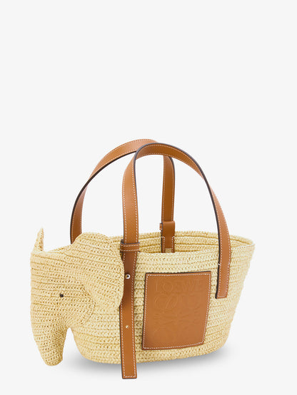 Elephan rafia and leather handbag thumbnail