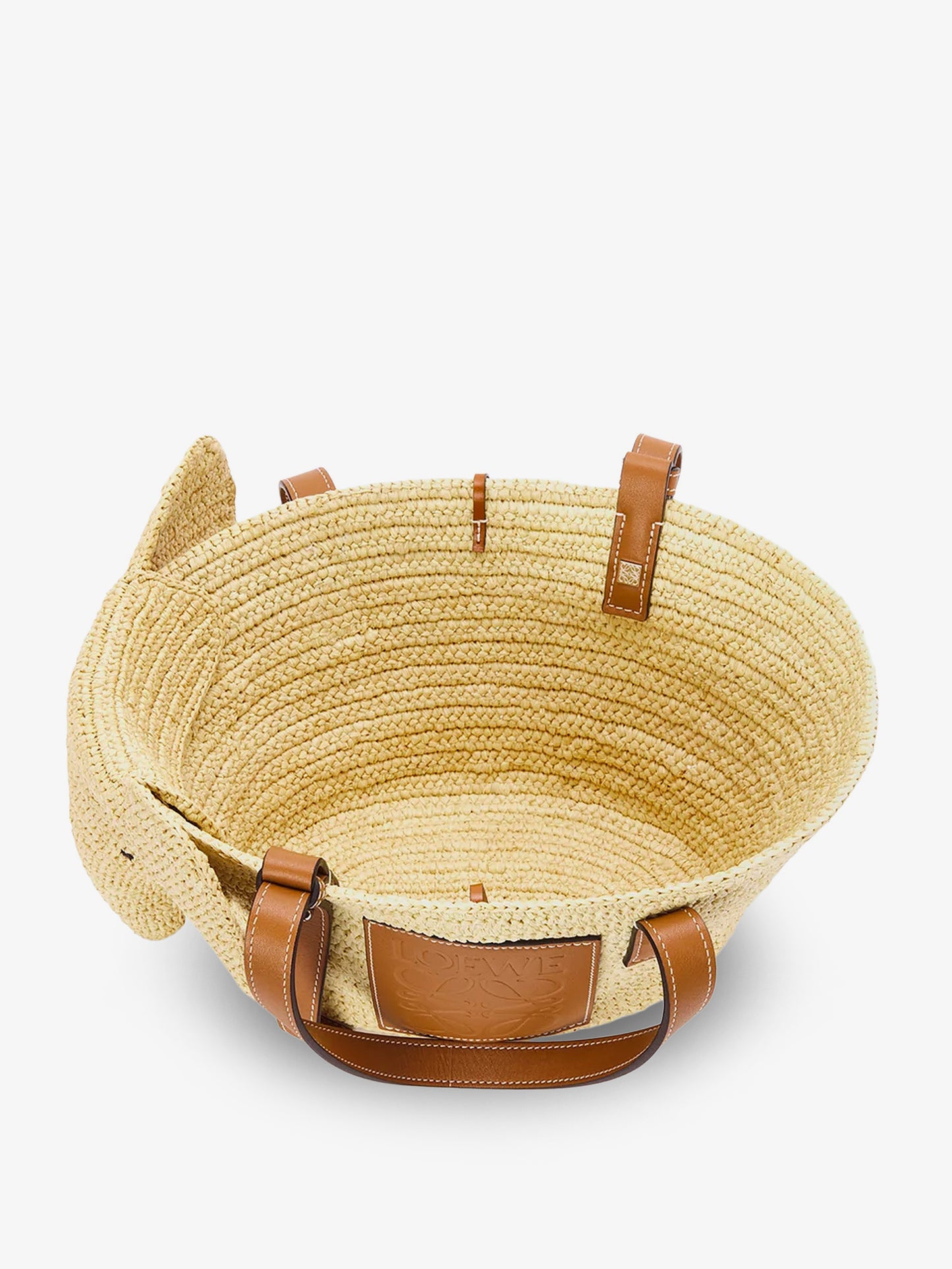 Elephan rafia and leather handbag