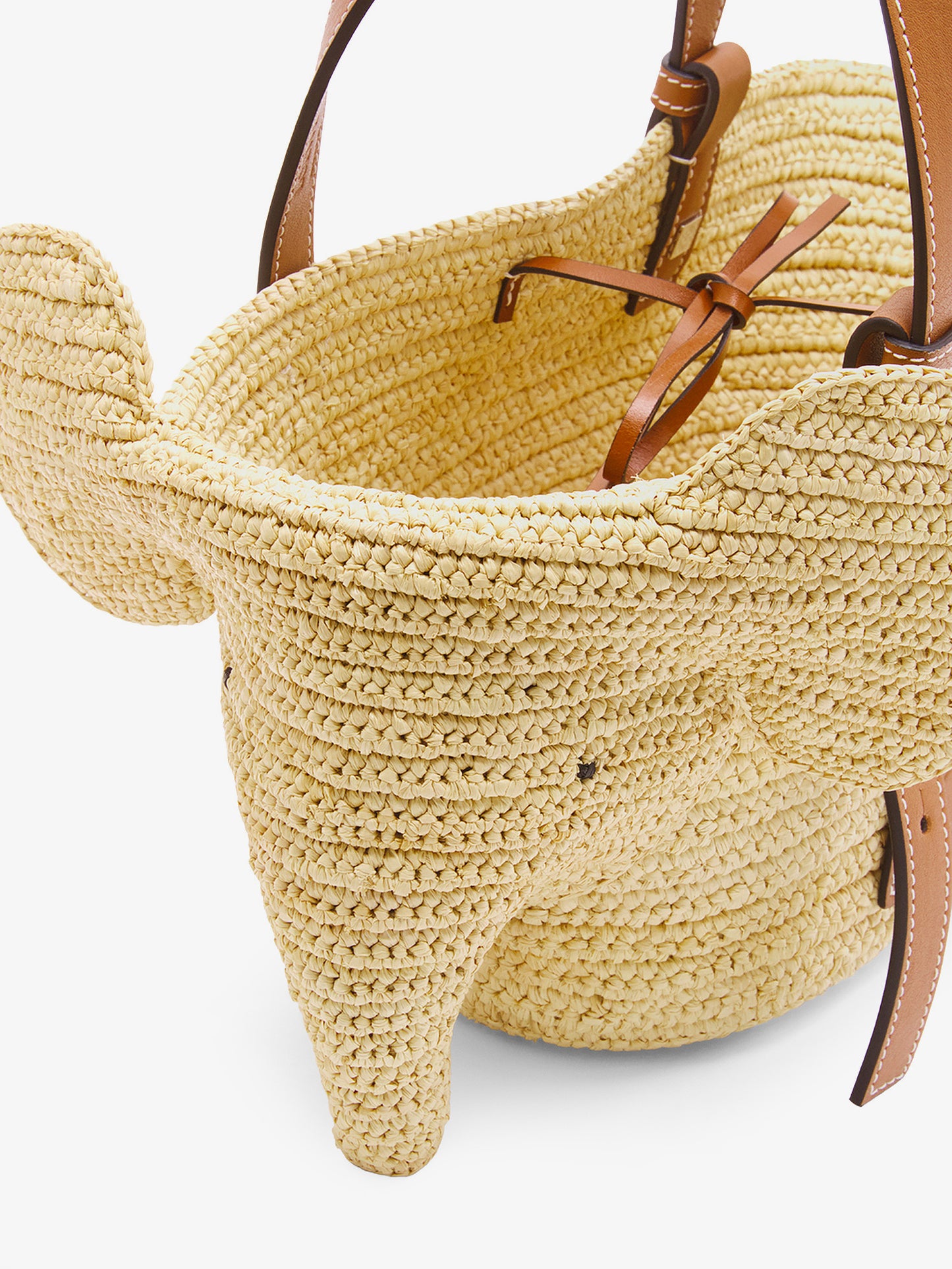 Elephan rafia and leather handbag