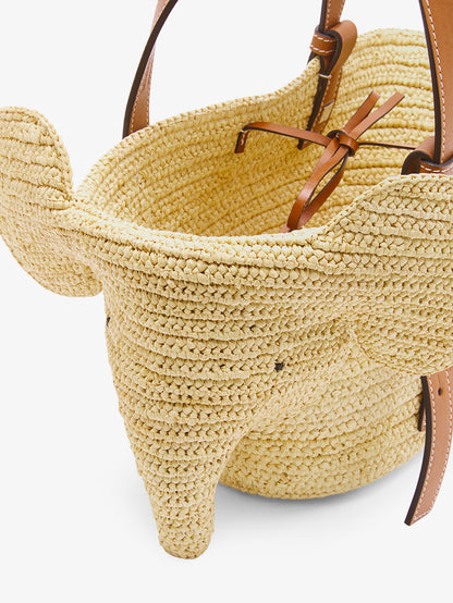 Elephan rafia and leather handbag thumbnail