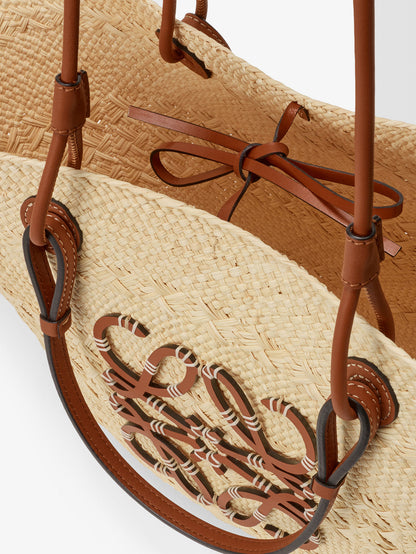 Paula's Ibiza -Anagram raffia and leather shoulder bag thumbnail