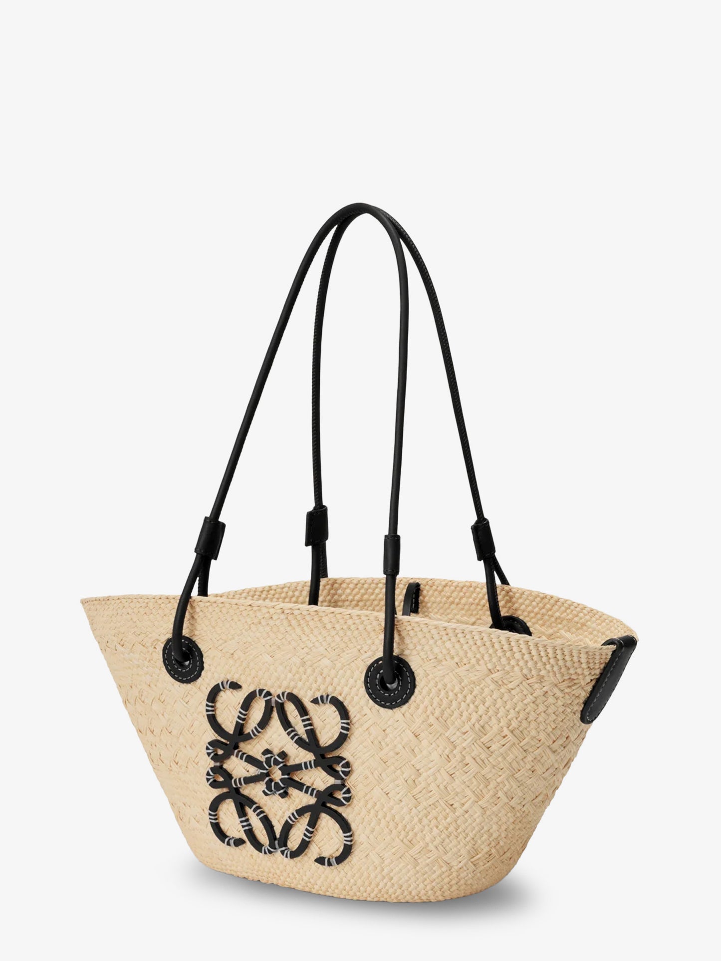 Paula's Ibiza-Borsa a spalla Anagram in foglie di palma e pelle