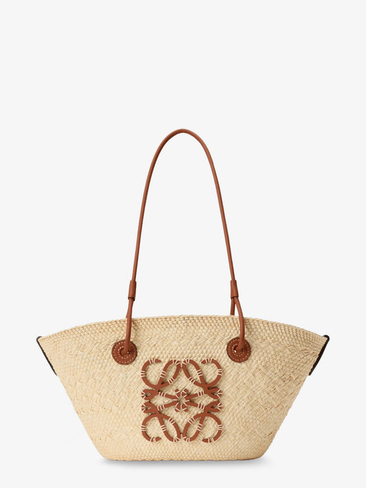 Paula's Ibiza Anagram Palm Leaf and Leather shoulder bag