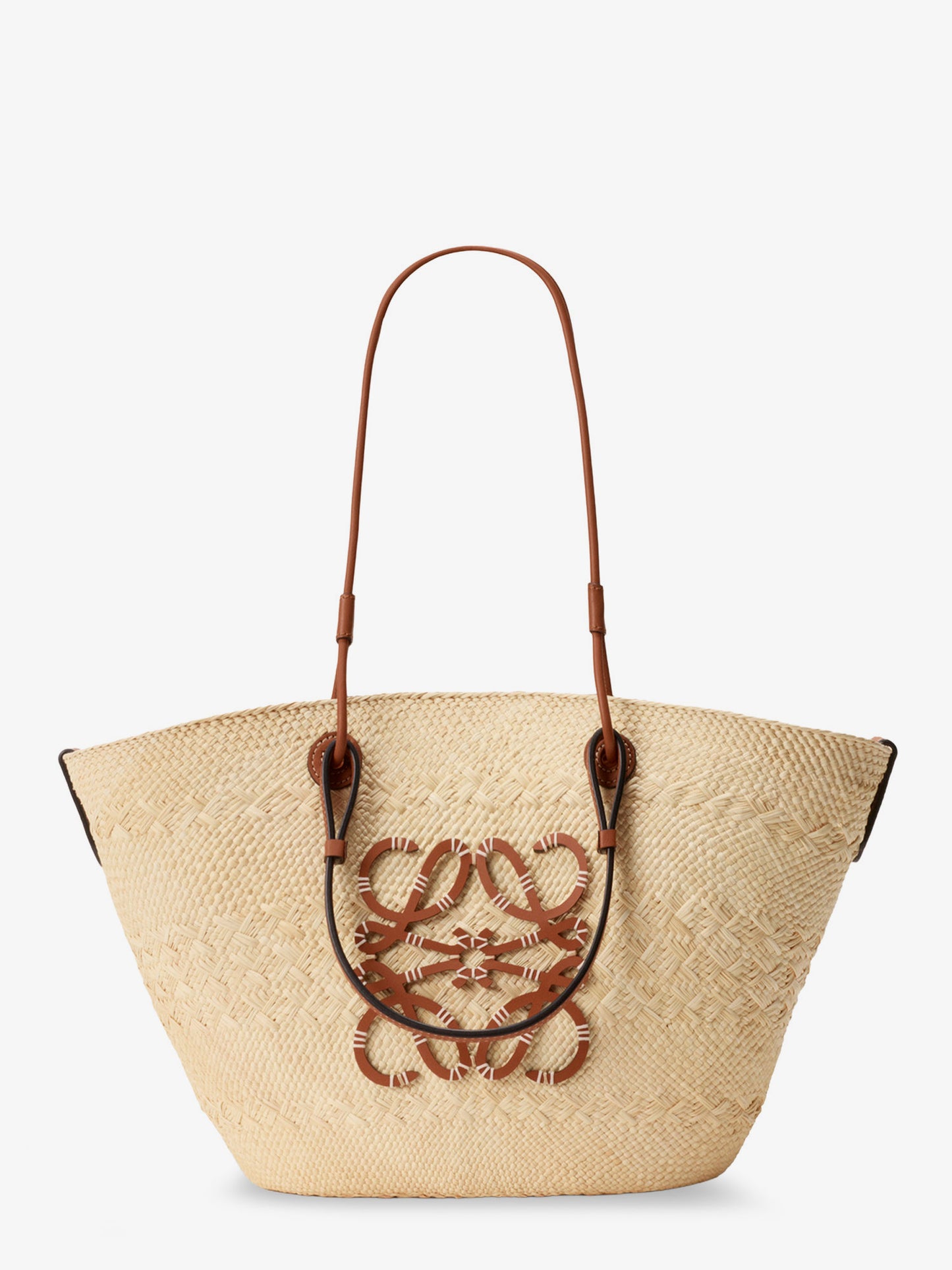 Paula's Ibiza leather and iraca palm shoulder bag