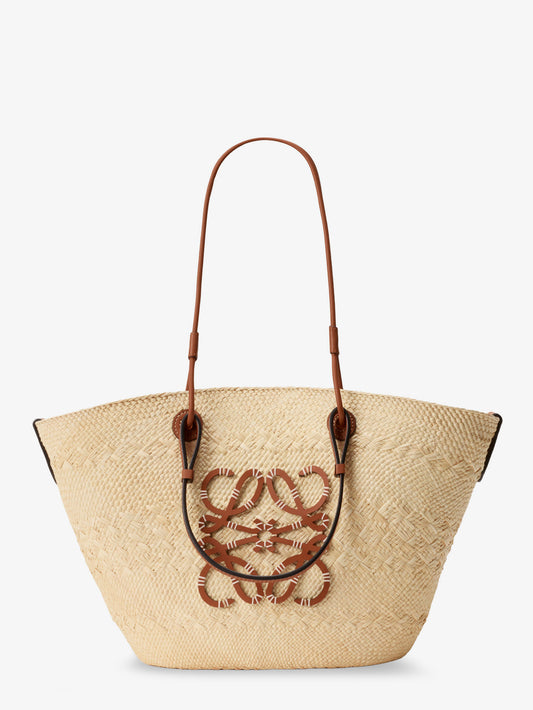 Paula's Ibiza leather and iraca palm shoulder bag