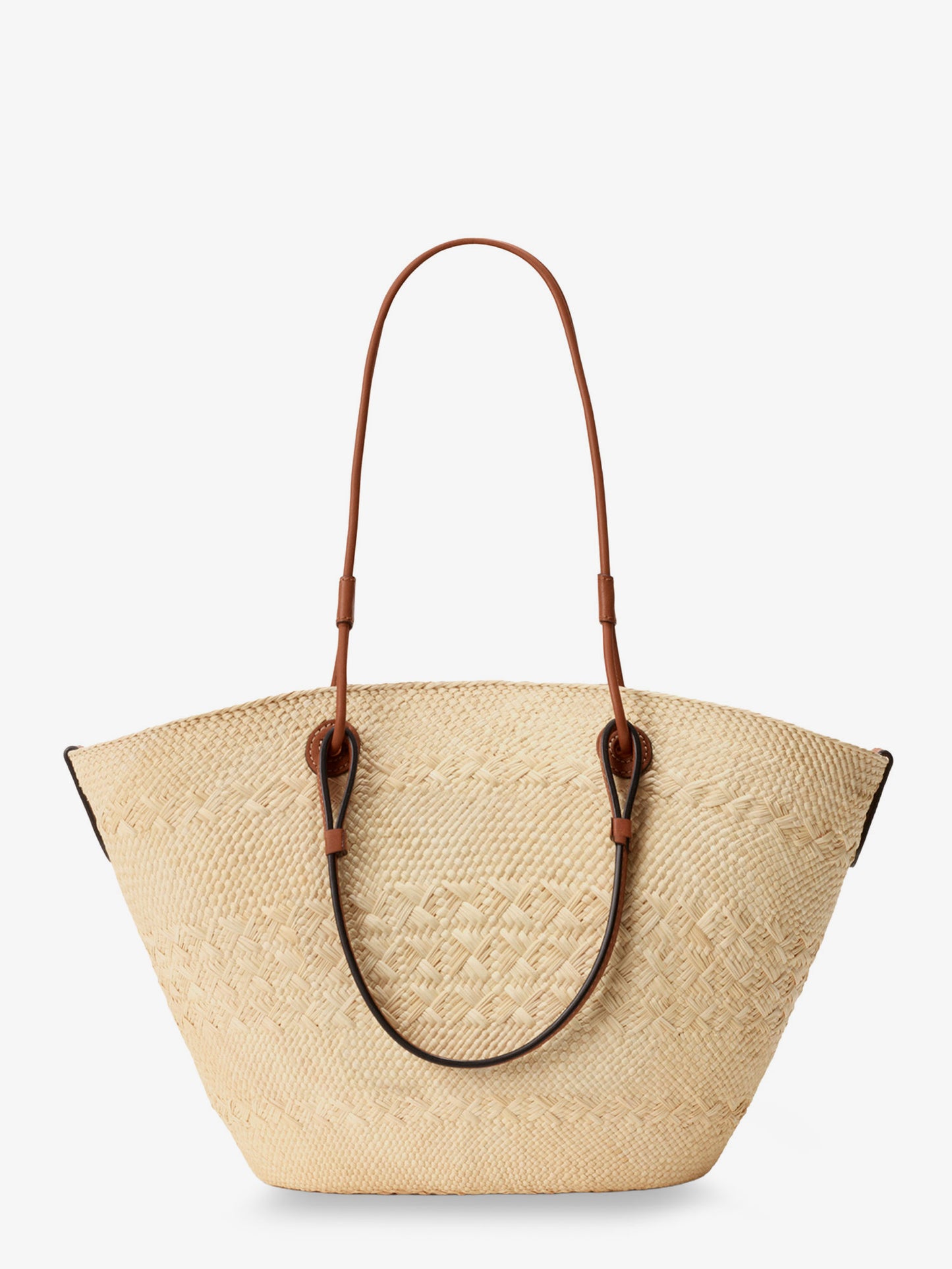 Paula's Ibiza leather and iraca palm shoulder bag