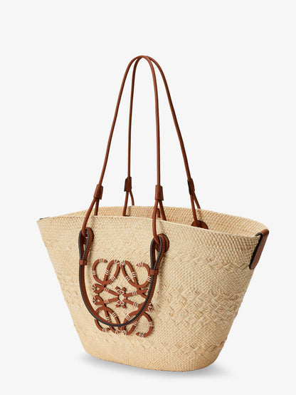 Paula's Ibiza leather and iraca palm shoulder bag thumbnail