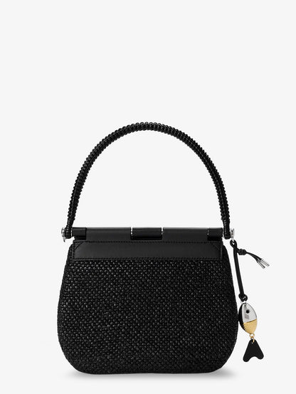 Paula's Ibiza -Pescador raffia and leather handbag thumbnail