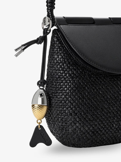 Paula's Ibiza -Pescador raffia and leather handbag thumbnail