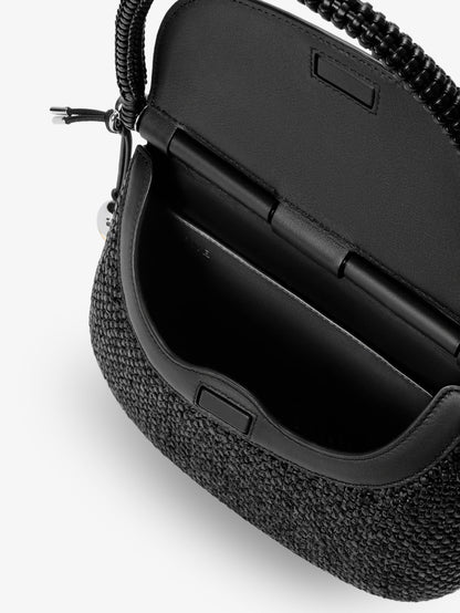 Paula's Ibiza -Pescador raffia and leather handbag thumbnail
