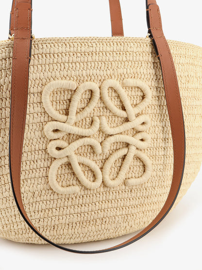 Paula's Ibiza -Eclipse Raffia and Leather handbag with 3D Anagram logo thumbnail