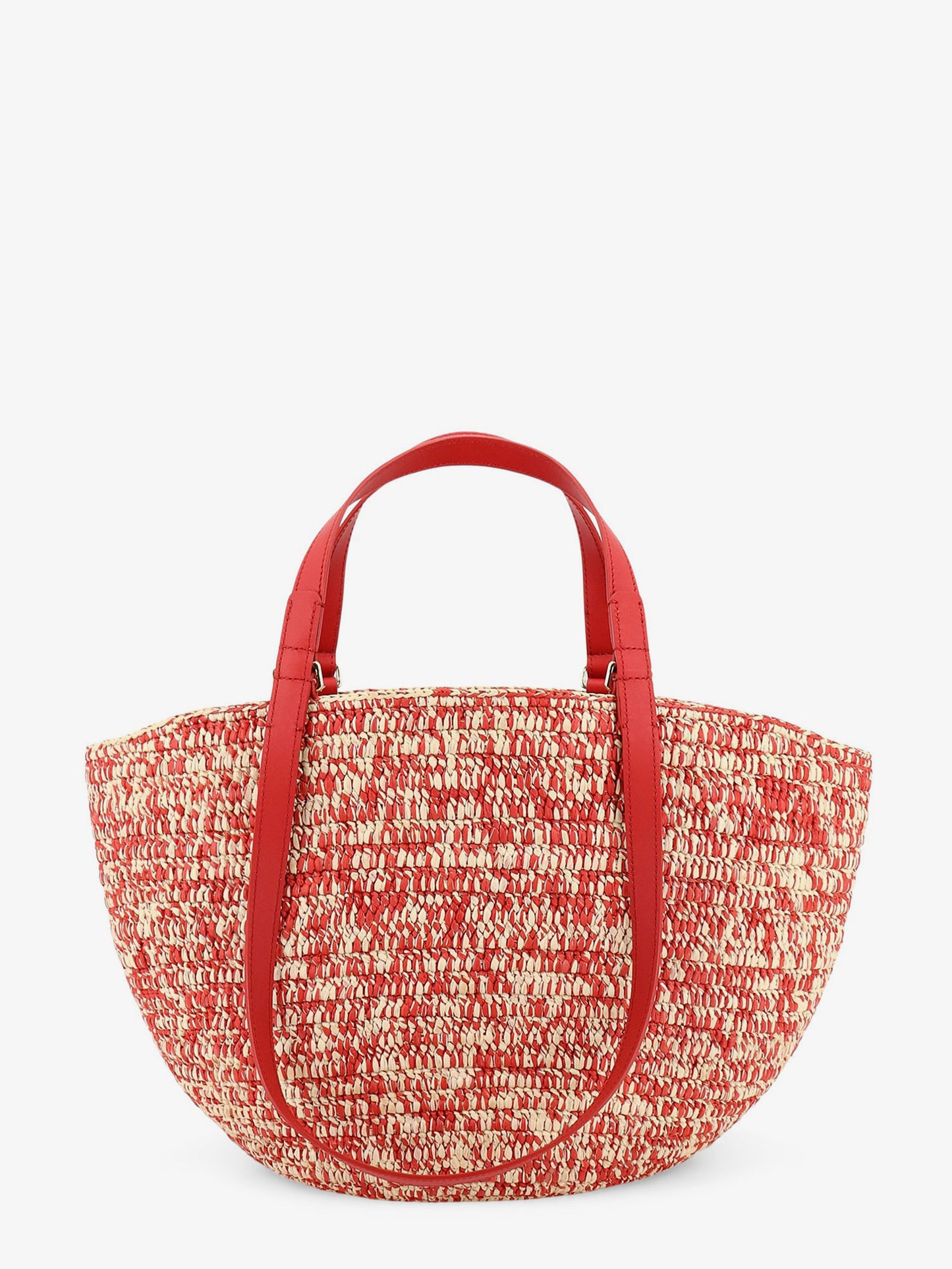 Paula's Ibiza -Medium Eclipse raffia and leather shoulder bag with 3D Anagram logo