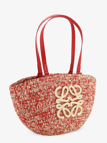 Paula's Ibiza -Medium Eclipse raffia and leather shoulder bag with 3D Anagram logo thumbnail
