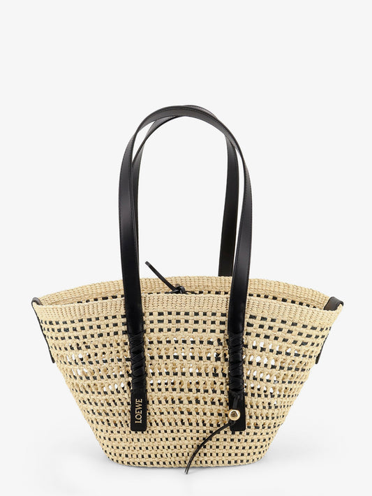 Paula's Ibiza -Braid raffia and leather shoulder bag