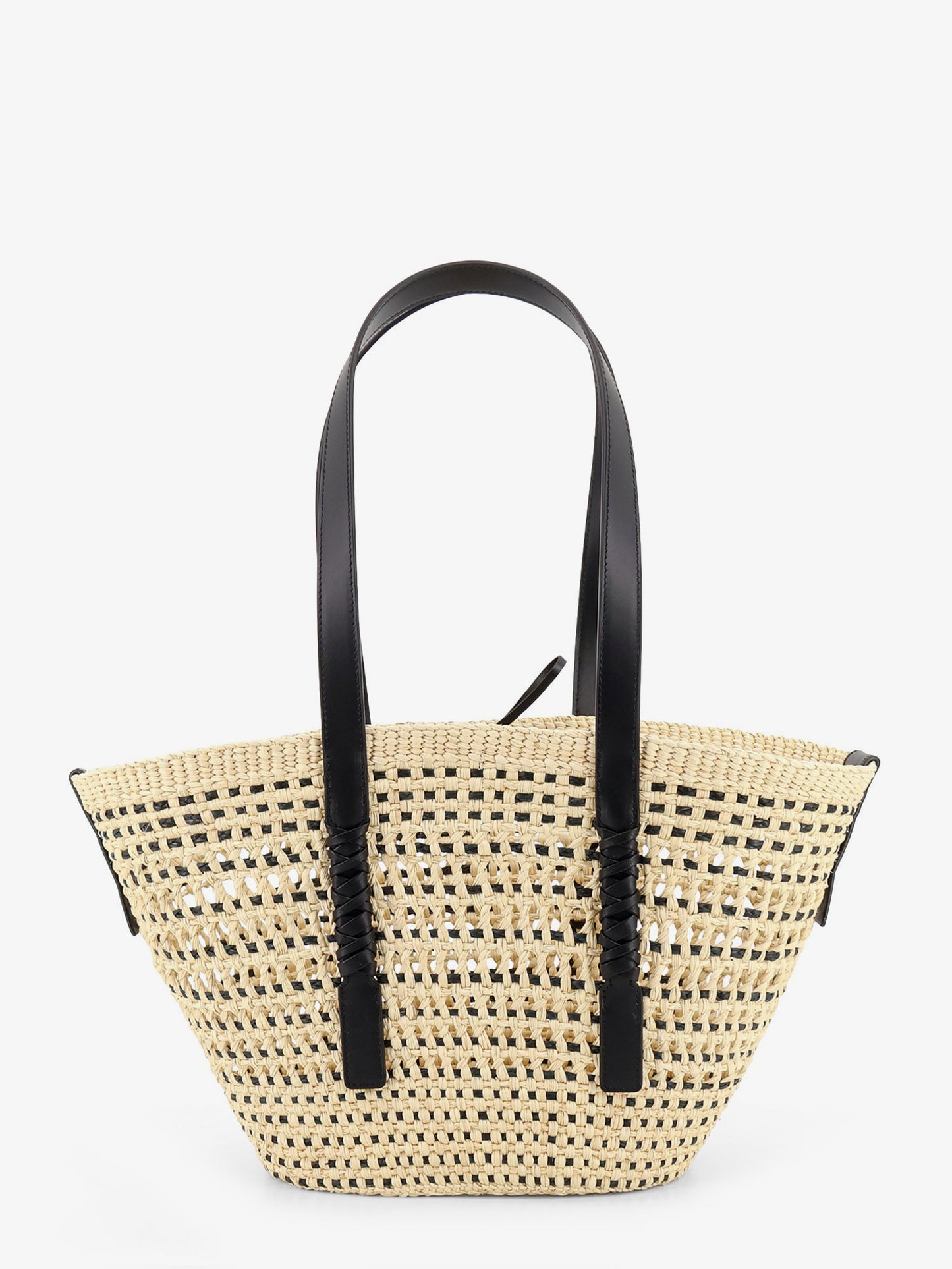Paula's Ibiza -Braid raffia and leather shoulder bag