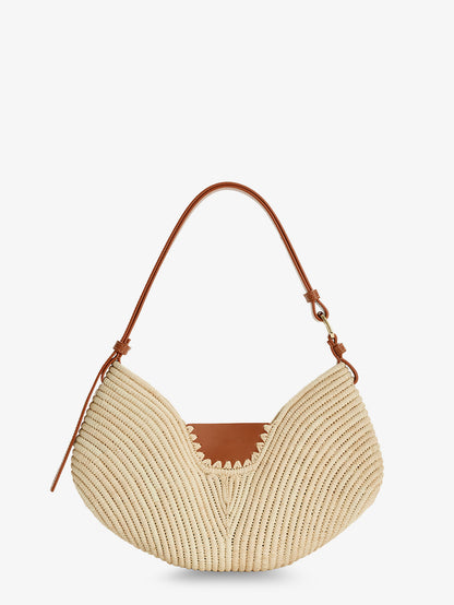 Paula's Ibiza-Swing leather and raffia shoulder bag thumbnail