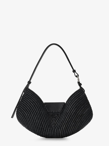 Paula's Ibiza-Swing raffia and leather shoulder bag thumbnail