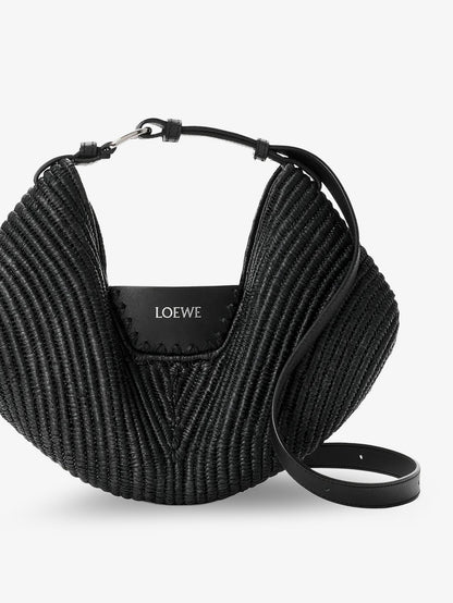 Paula's Ibiza-Swing raffia and leather shoulder bag thumbnail