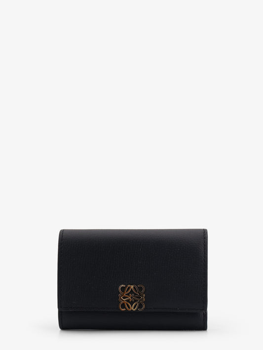 Anagram leather wallet with front logo