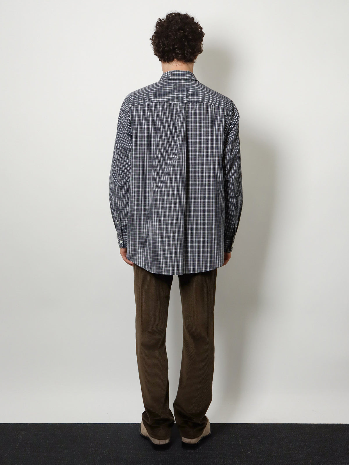 Technical cotton shirt with all-over check pattern