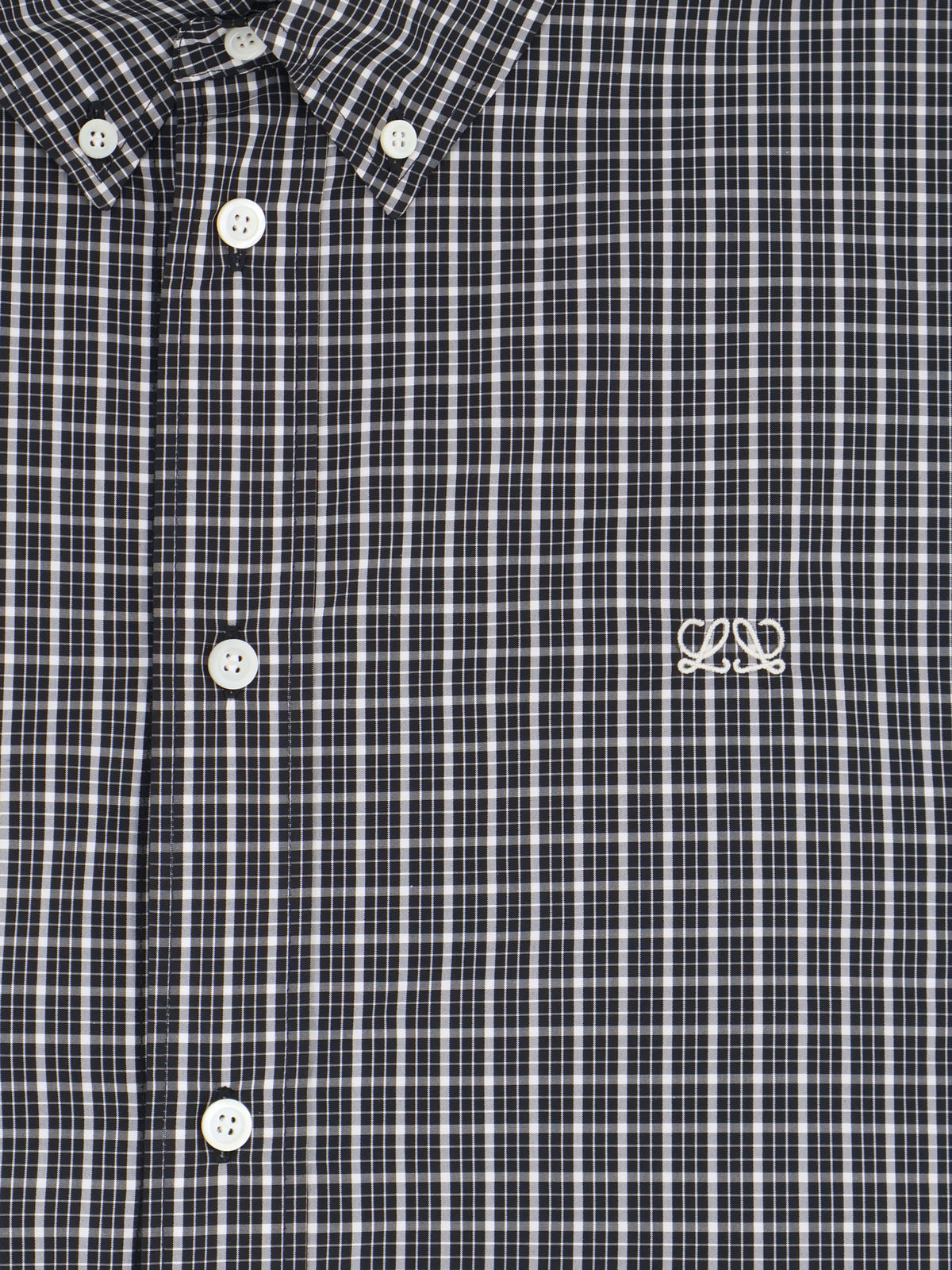 Technical cotton shirt with all-over check pattern