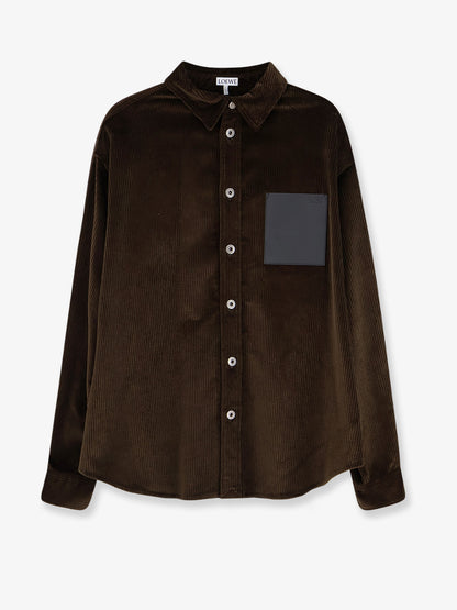 Corduroy shirt with leather pocket thumbnail