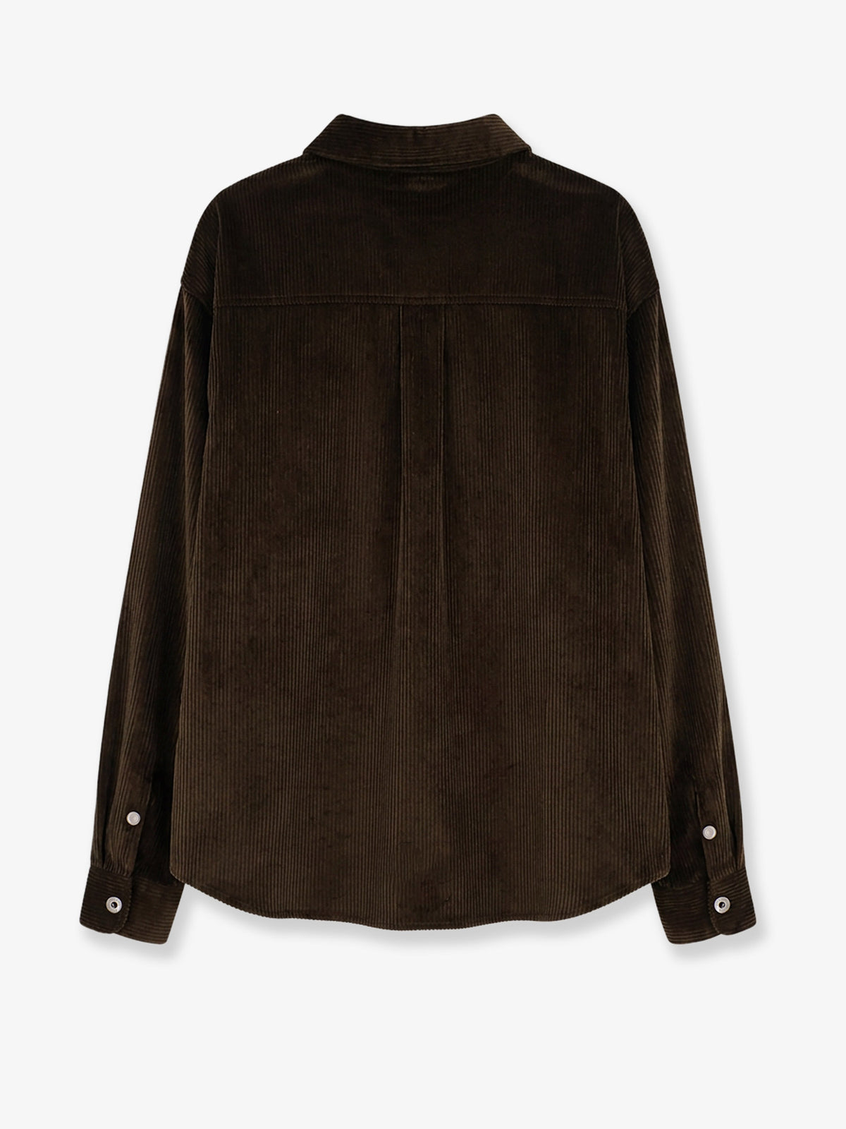 Corduroy shirt with leather pocket