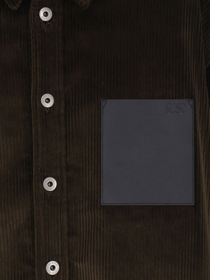 Corduroy shirt with leather pocket thumbnail
