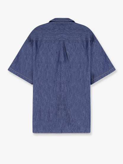 Camicia in blue denim con logo Anagram ricamato thumbnail