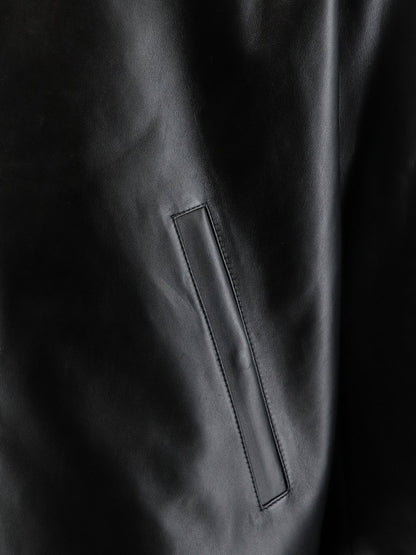 Leather jacket with back logo patch thumbnail