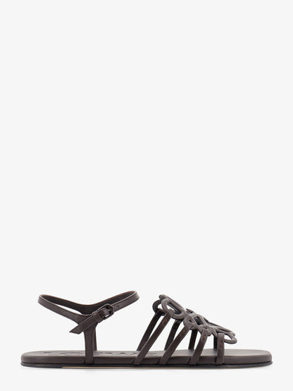 Paula's Ibiza -Petal leather sandals with Anagram logo on the front thumbnail