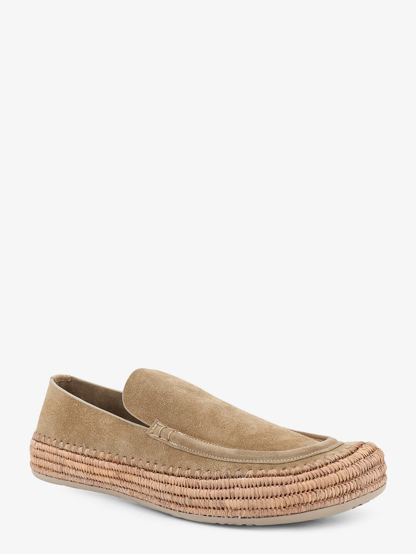 Rio suede and raffia loafers