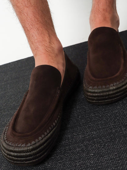 Rio suede and raffia loafers thumbnail