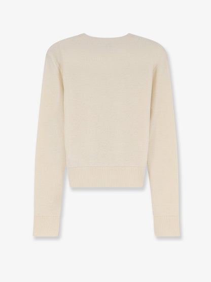 Wool sweater with contrasting embroidered logo on the bottom thumbnail