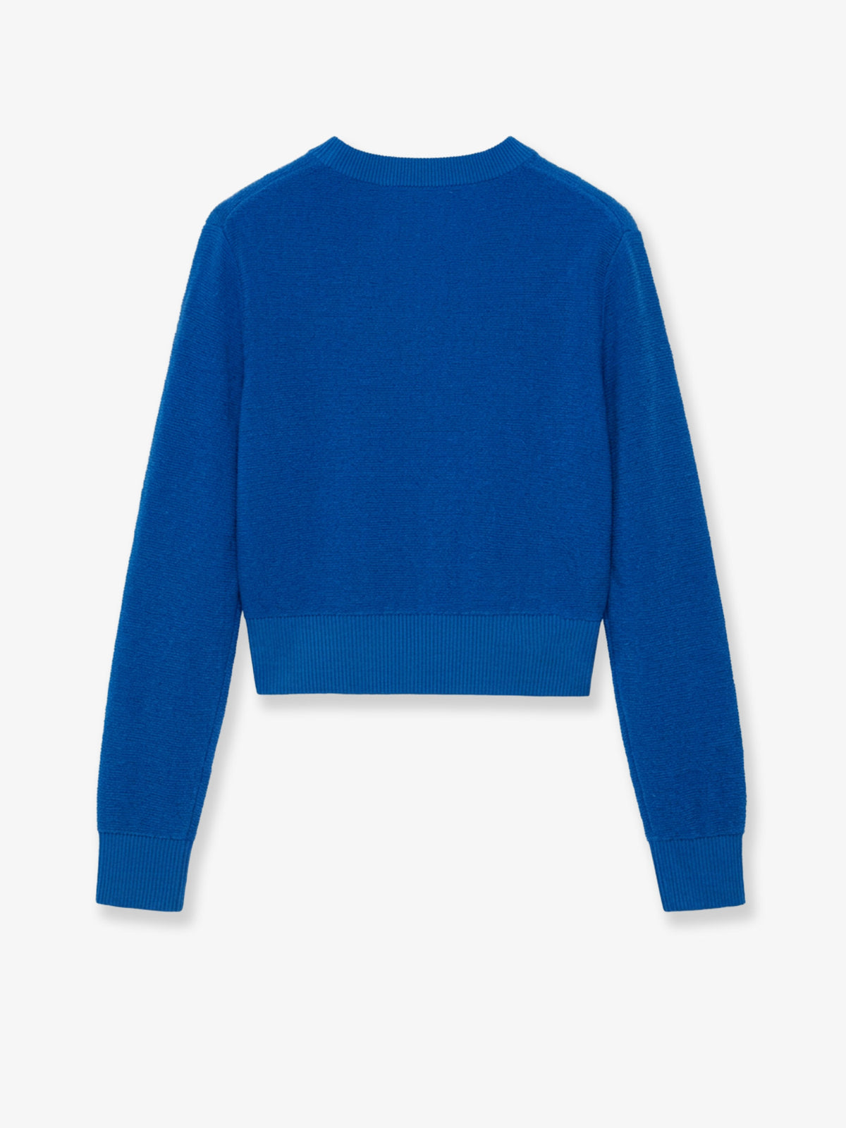 Wool sweater with contrasting embroidered logo at the bottom
