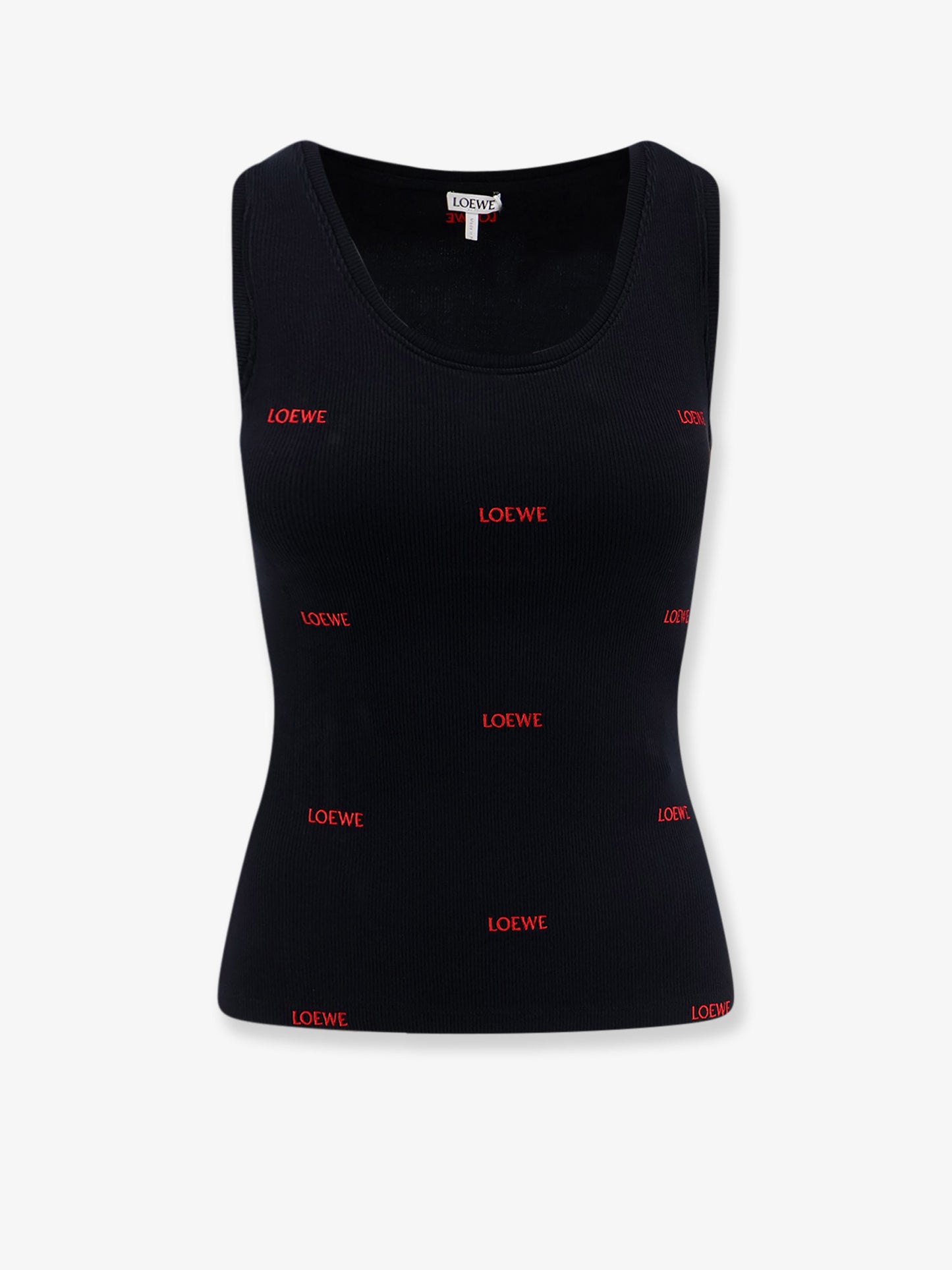 Cotton tank top with all-over logo lettering embroidery
