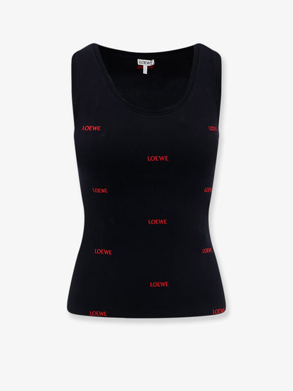 Cotton tank top with all-over logo lettering embroidery thumbnail