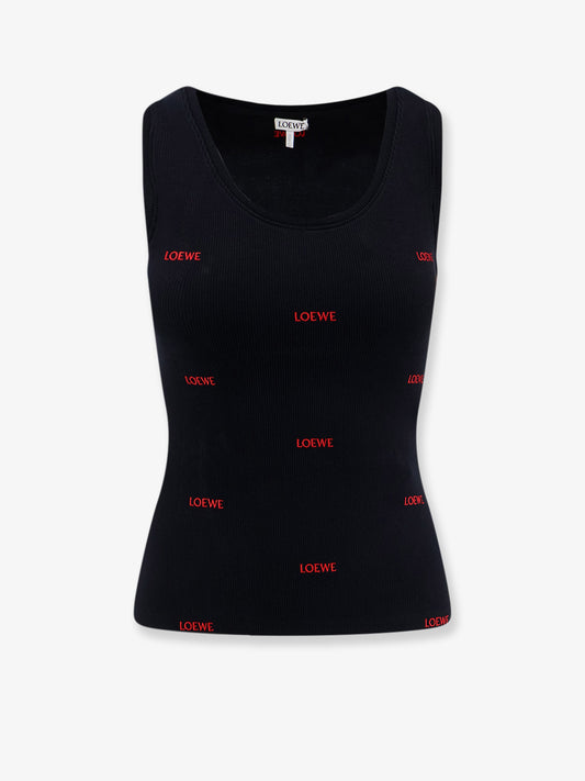 Cotton tank top with all-over logo lettering embroidery