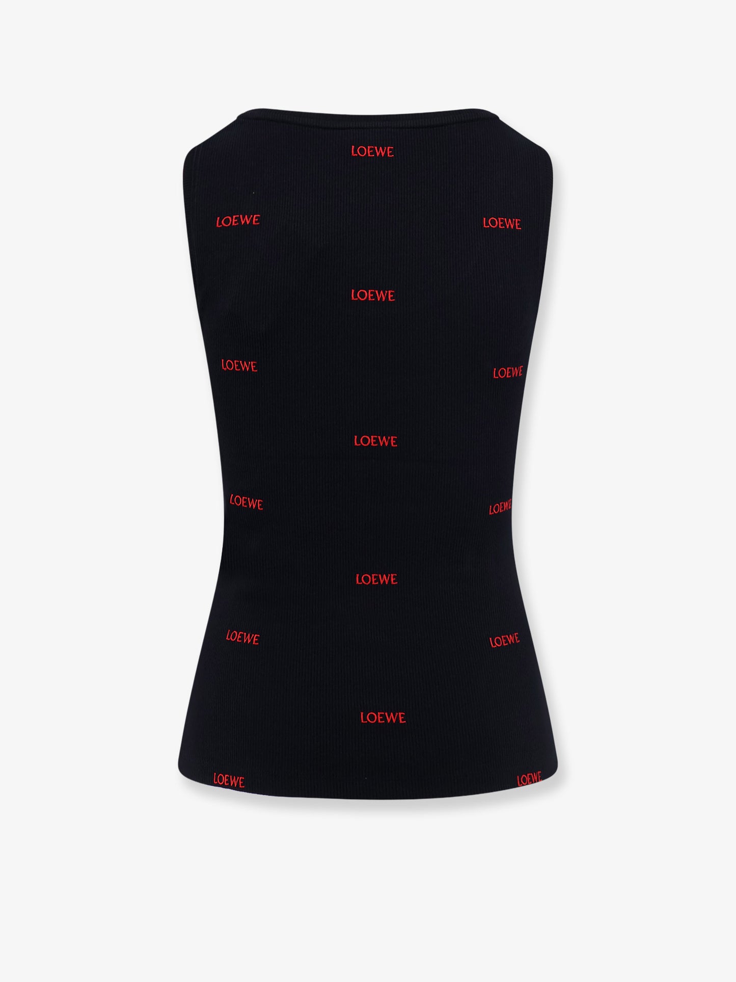 Cotton tank top with all-over logo lettering embroidery