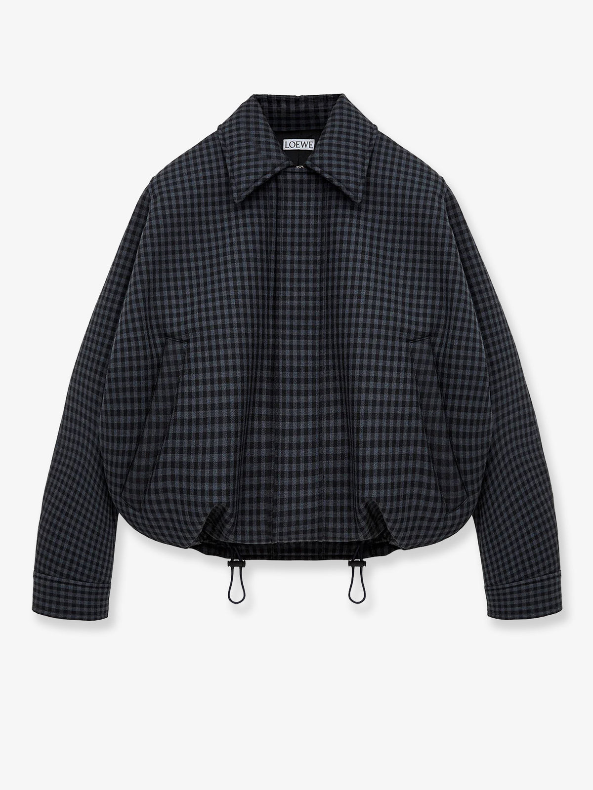 Lightweight wool jacket with a check pattern