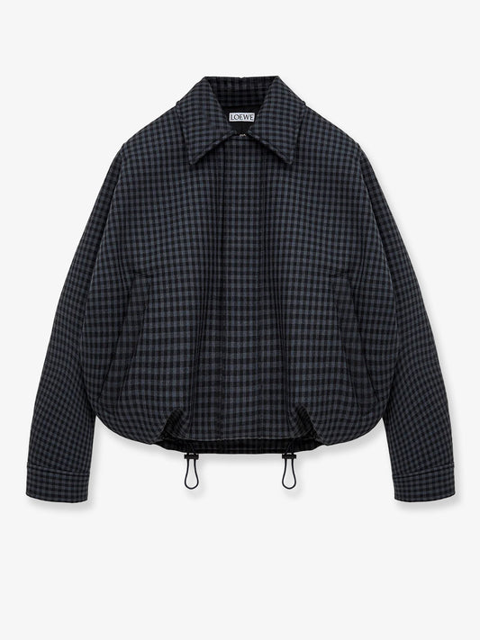 Lightweight wool jacket with a check pattern