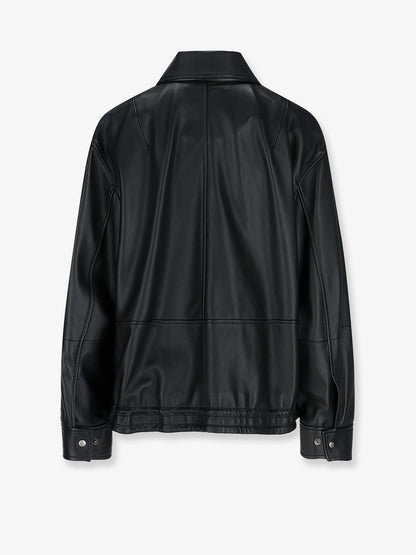 Leather jacket with drawstring thumbnail