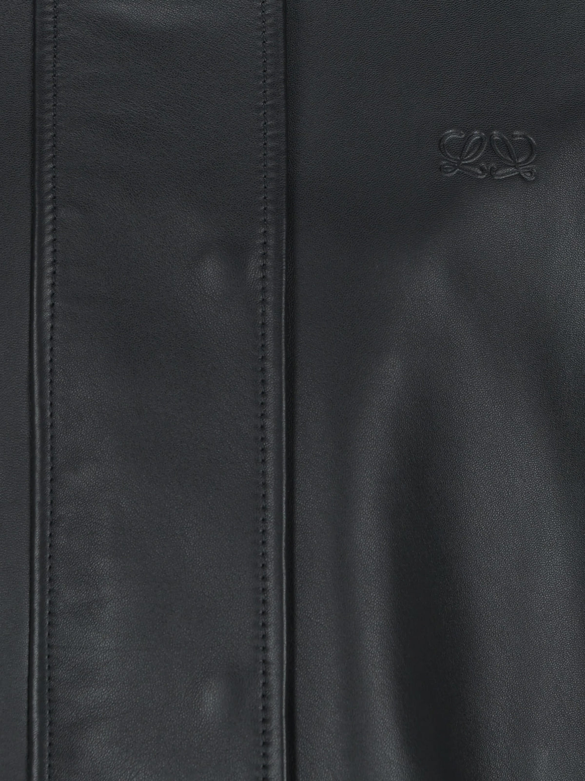 Leather jacket with drawstring