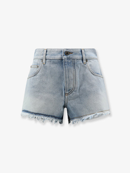 Paula's Ibiza-Blue denim bermuda shorts with frayed edges thumbnail