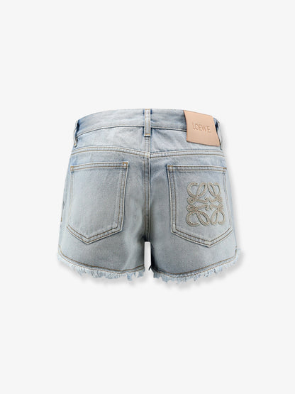 Paula's Ibiza-Blue denim bermuda shorts with frayed edges thumbnail