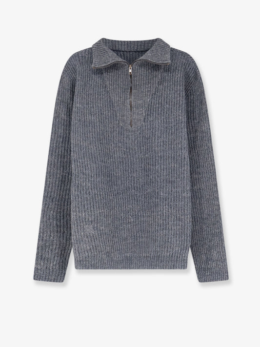Ribbed linen and wool blend sweater